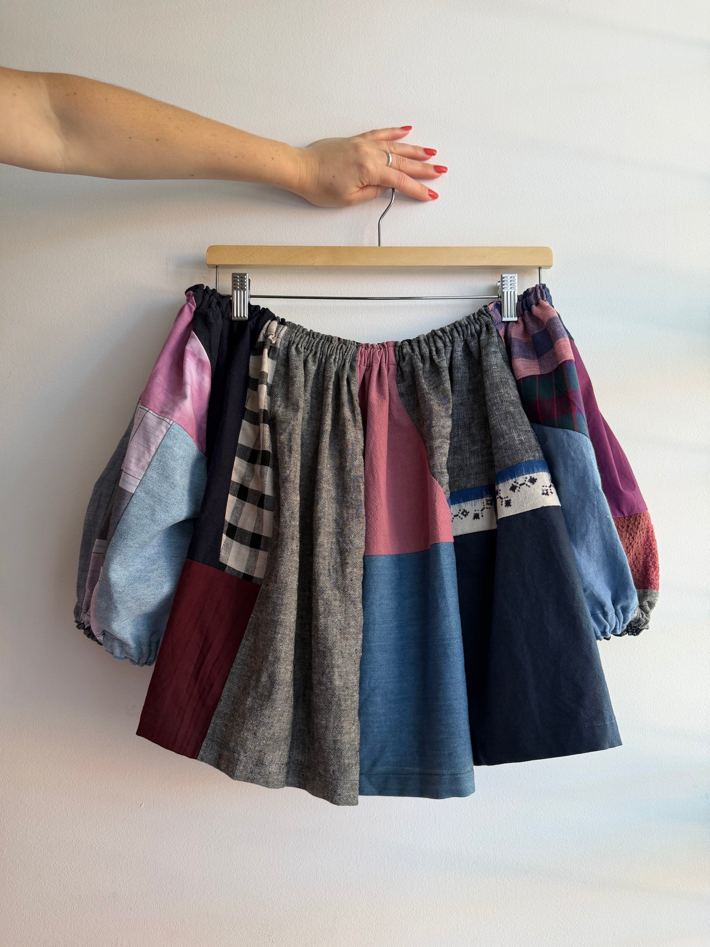 Burgundy & Navy Patchwork Picnic Top