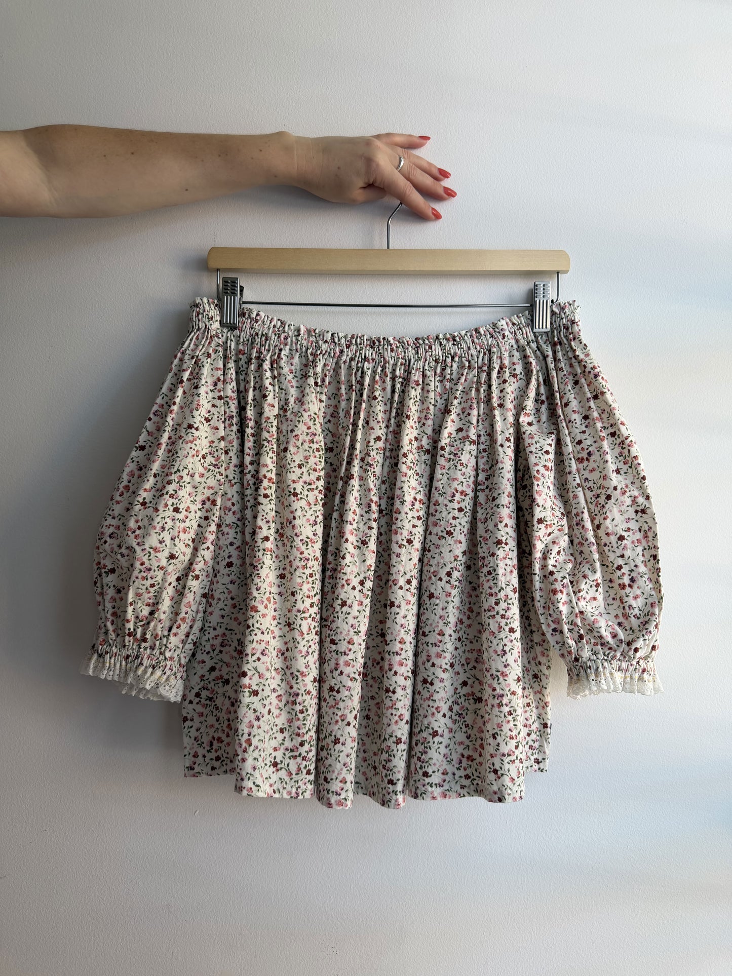 White Floral Cotton Picnic Top