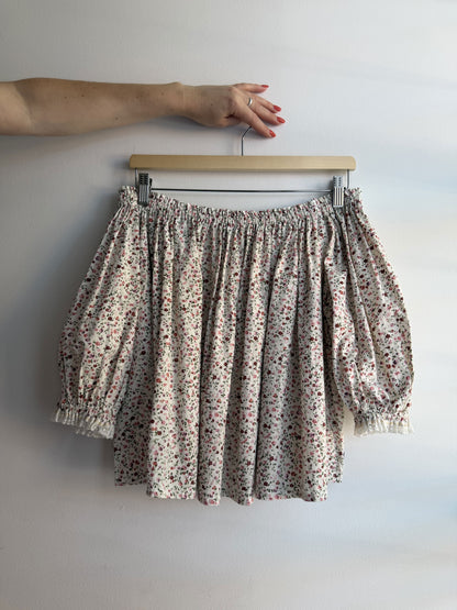 White Floral Cotton Picnic Top