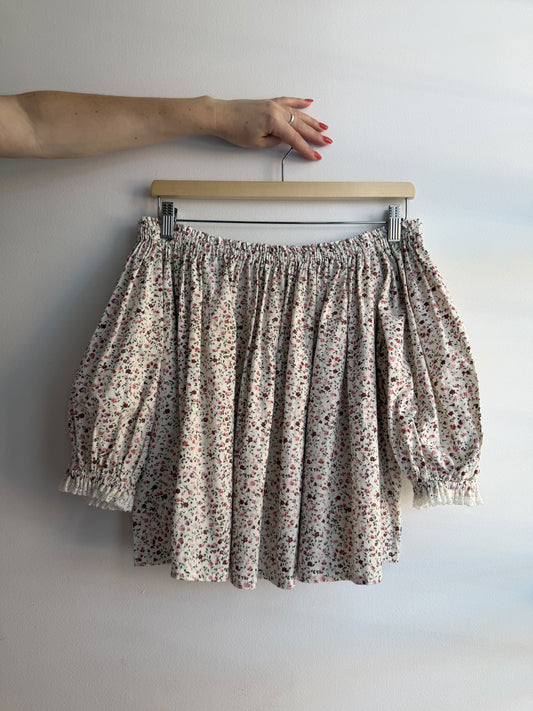 White Floral Cotton Picnic Top