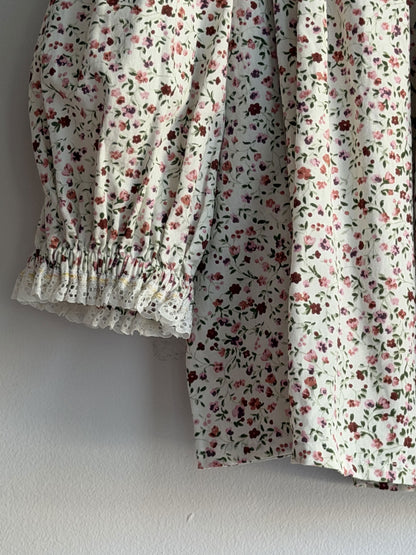 White Floral Cotton Picnic Top