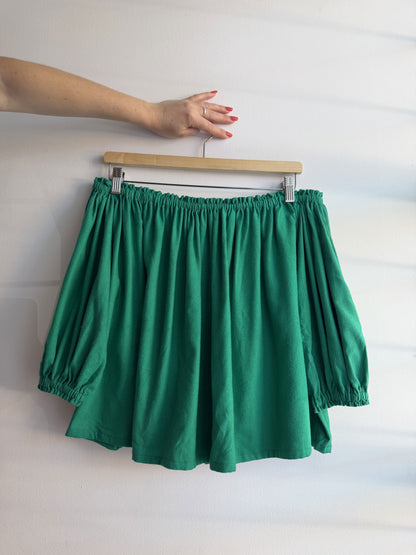 Parakeet Green Raw Silk Picnic Top