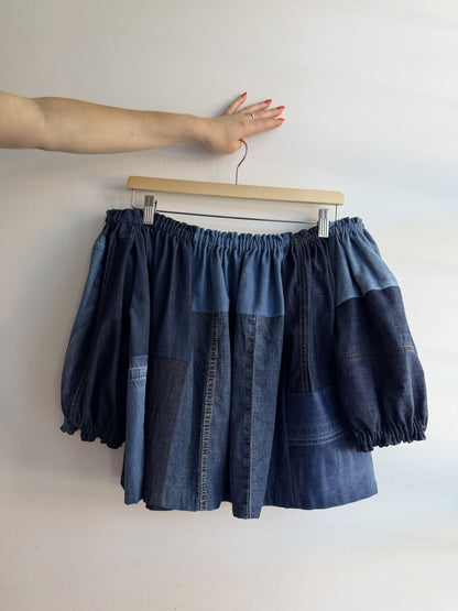 Blue Denim Patchwork Picnic Top