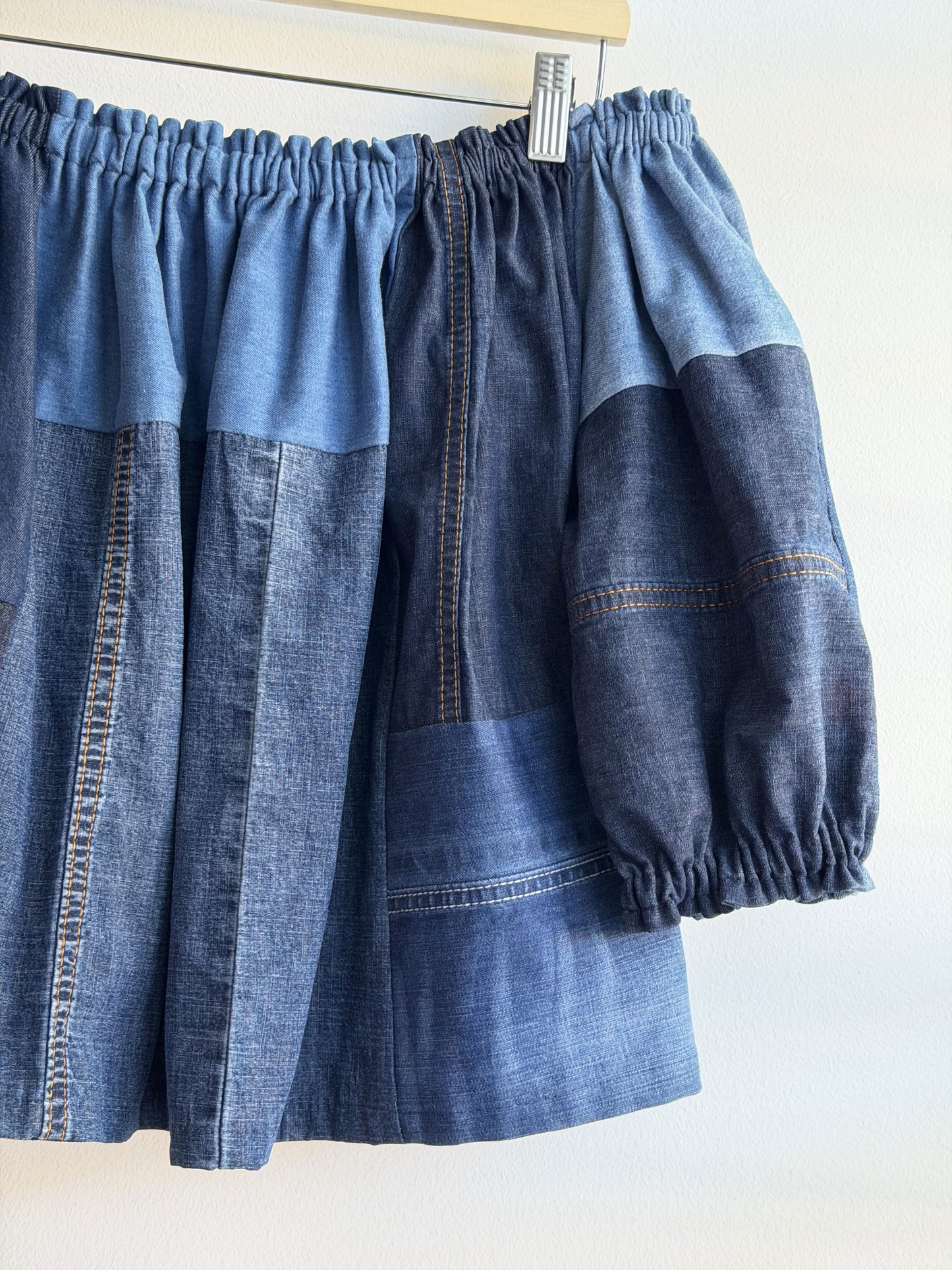 Blue Denim Patchwork Picnic Top