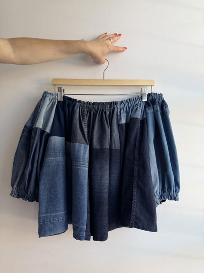 Blue Denim Patchwork Picnic Top