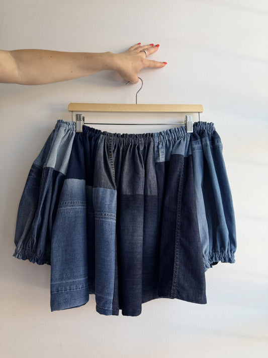 Blue Denim Patchwork Picnic Top