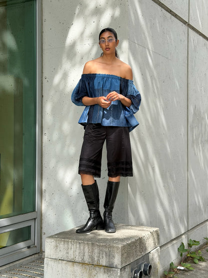Blue Denim Patchwork Picnic Top