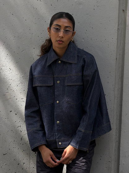 Textured Raw Denim Jacket