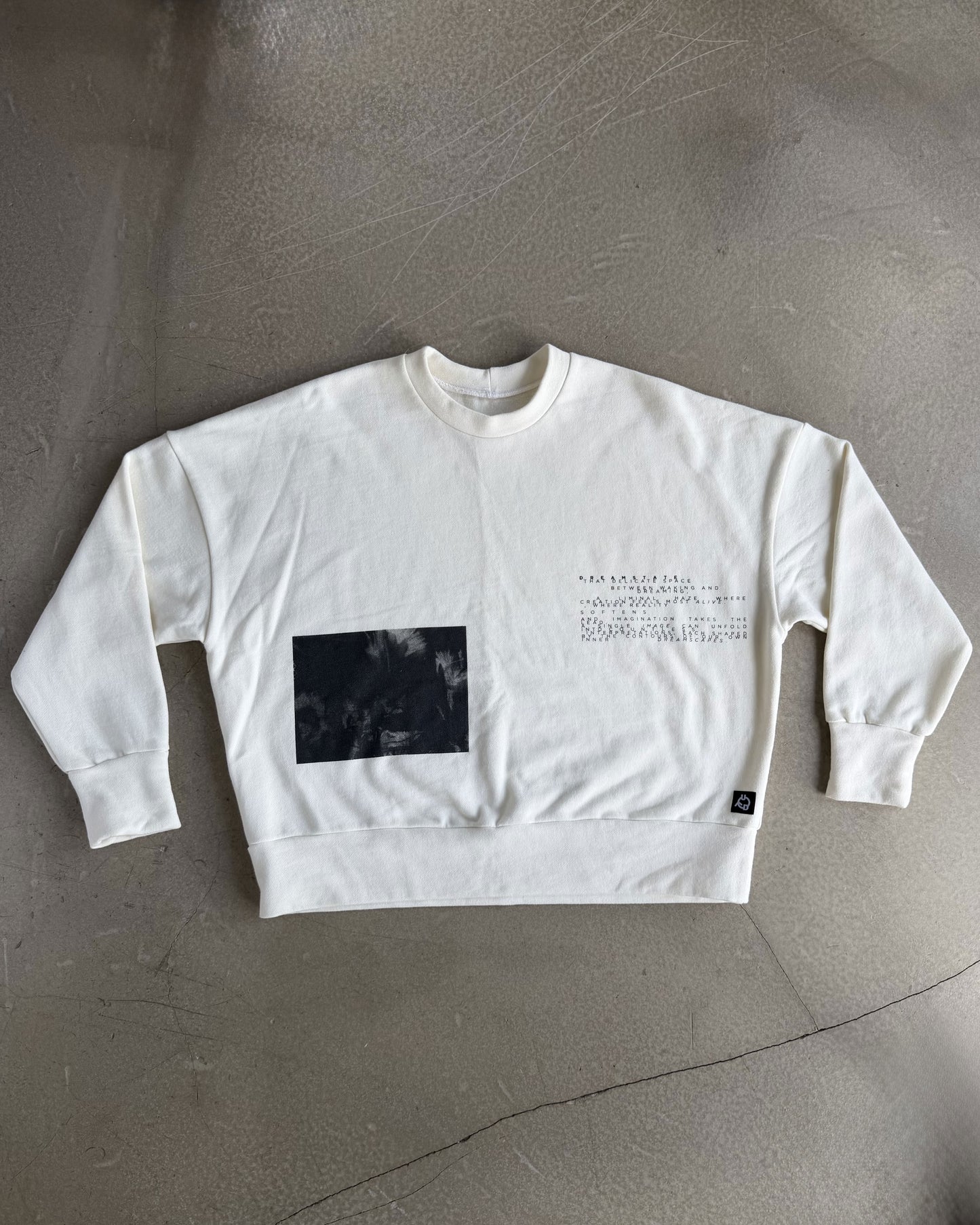 White Crewneck with Original Screen Print Photography by Laura Clark