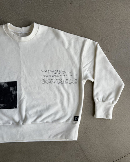 White Crewneck with Original Screen Print Photography by Laura Clark