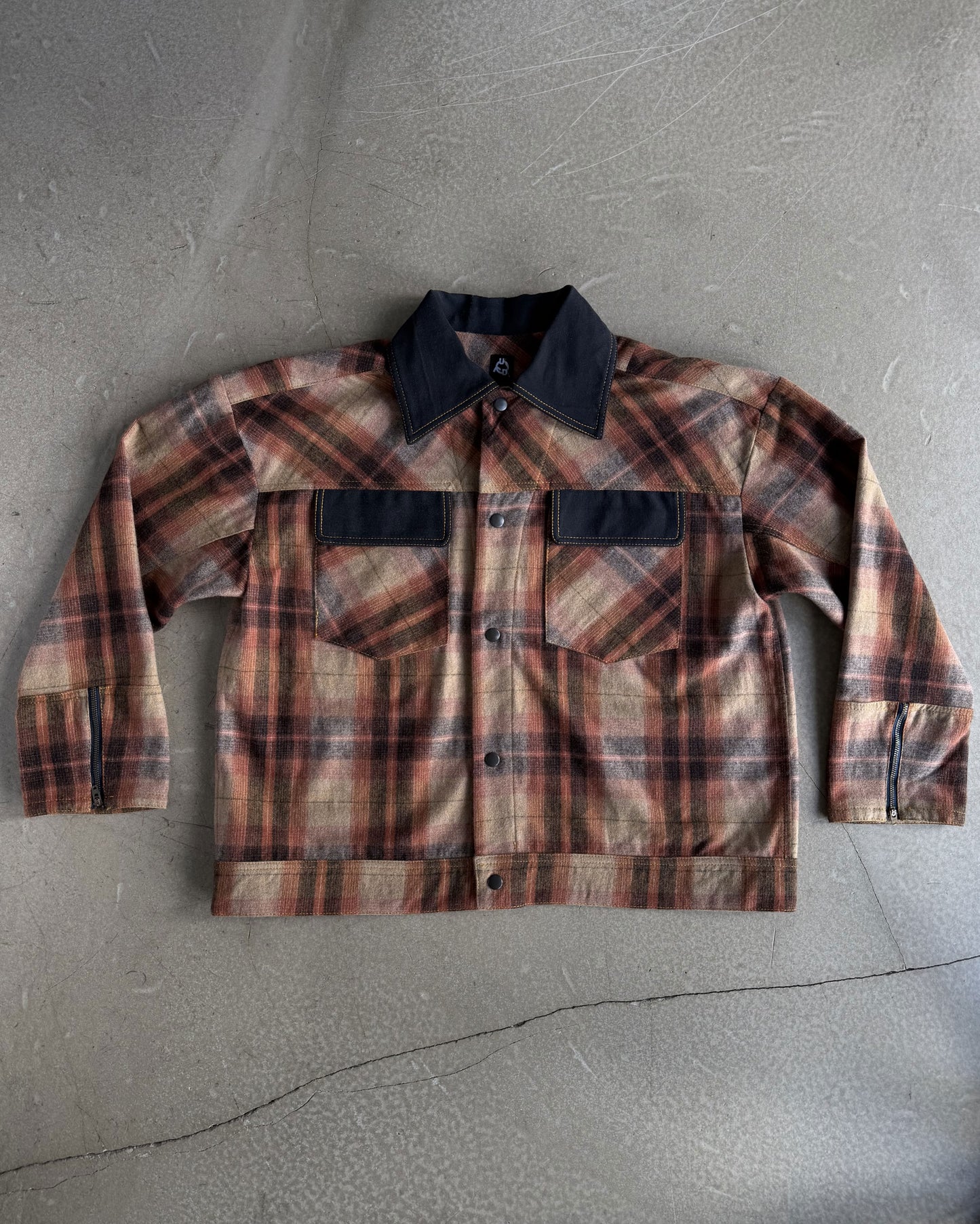 Black & Brown Plaid Wool Jacket