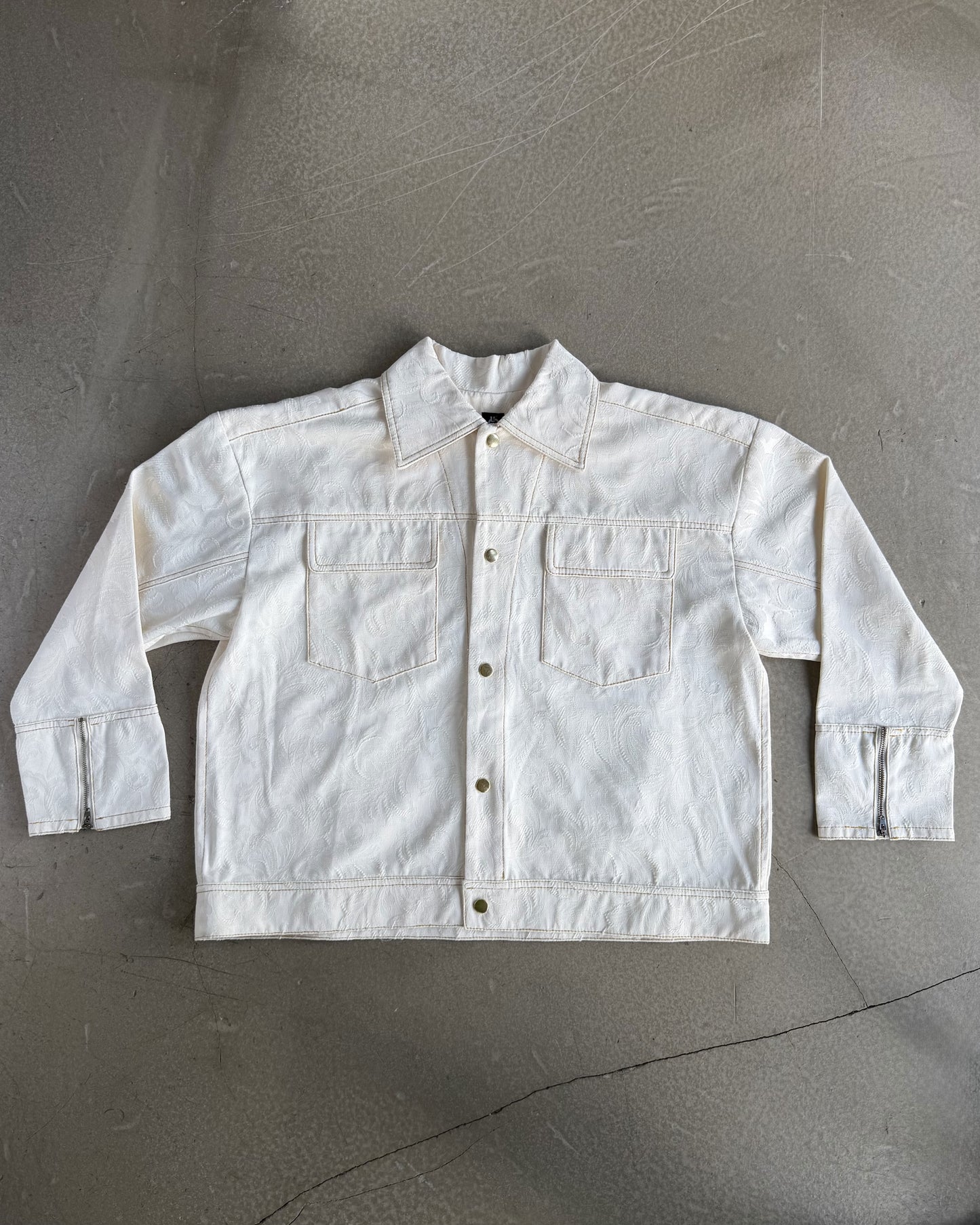 Cream Jacquard Cotton Jacket