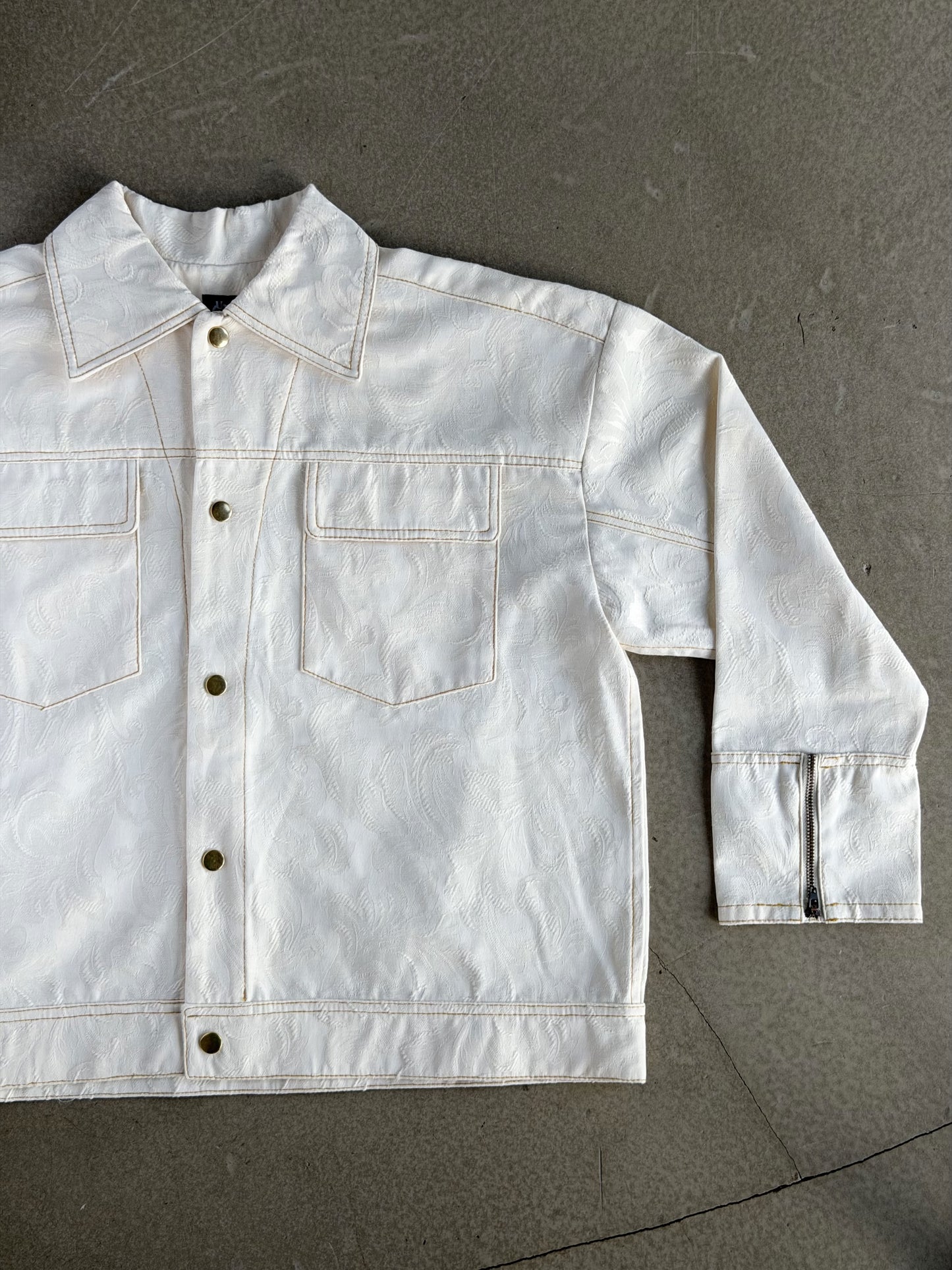 Cream Jacquard Cotton Jacket
