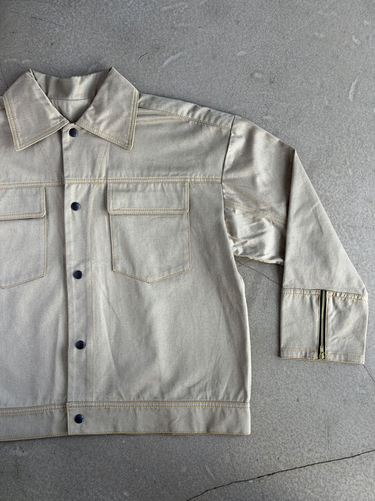 Camel Solid Cotton Jacket