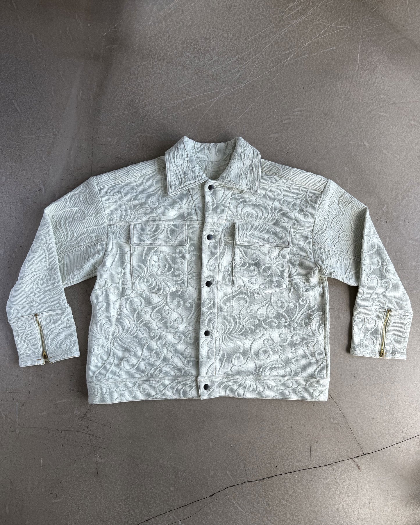 Sage Floral Jacquard Cotton Jacket