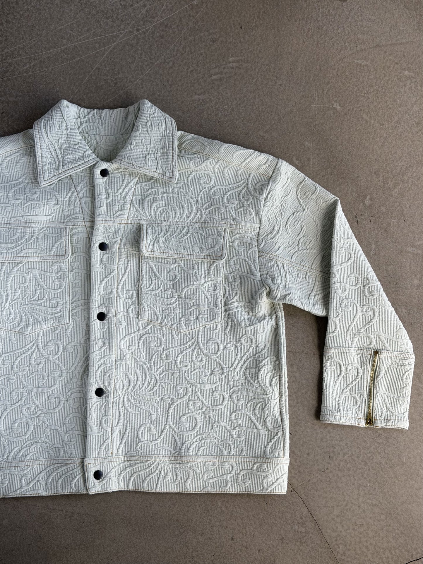 Sage Floral Jacquard Cotton Jacket