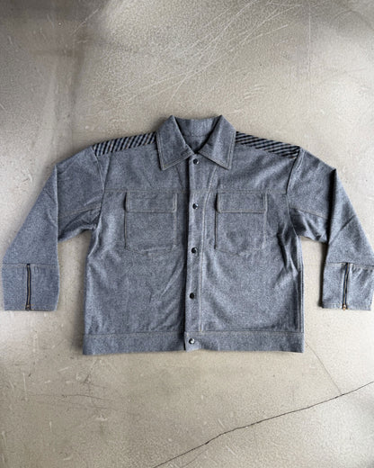 Grey & Plaid Solid Wool Jacket