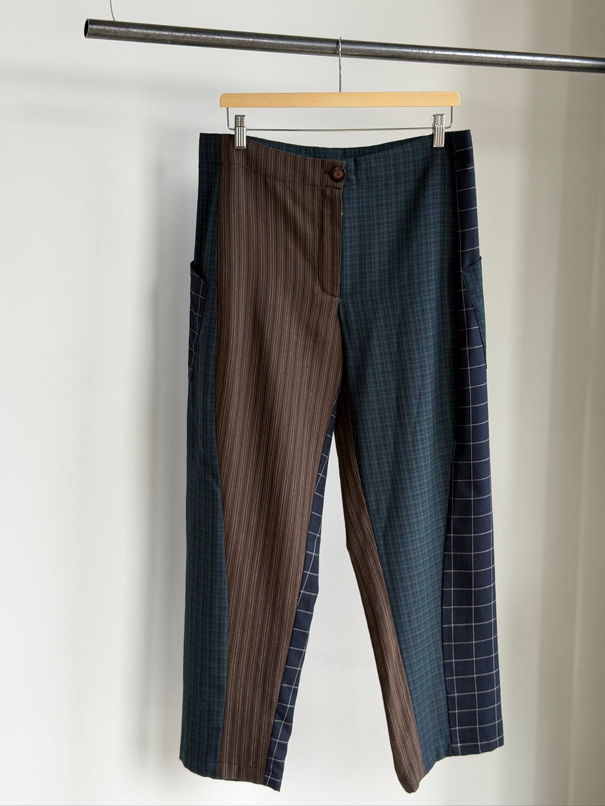Baggy Pant – Wool Plaid Suiting in Brown, Navy & Green