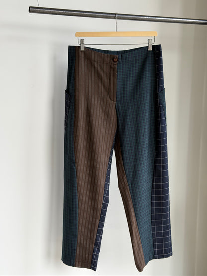 Baggy Pant – Wool Plaid Suiting in Brown, Navy & Green