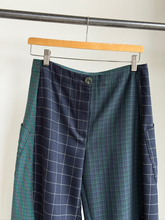 Baggy Pant – Wool Plaid Suiting in Navy & Green