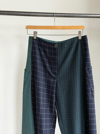 Baggy Pant – Wool Plaid Suiting in Navy & Green
