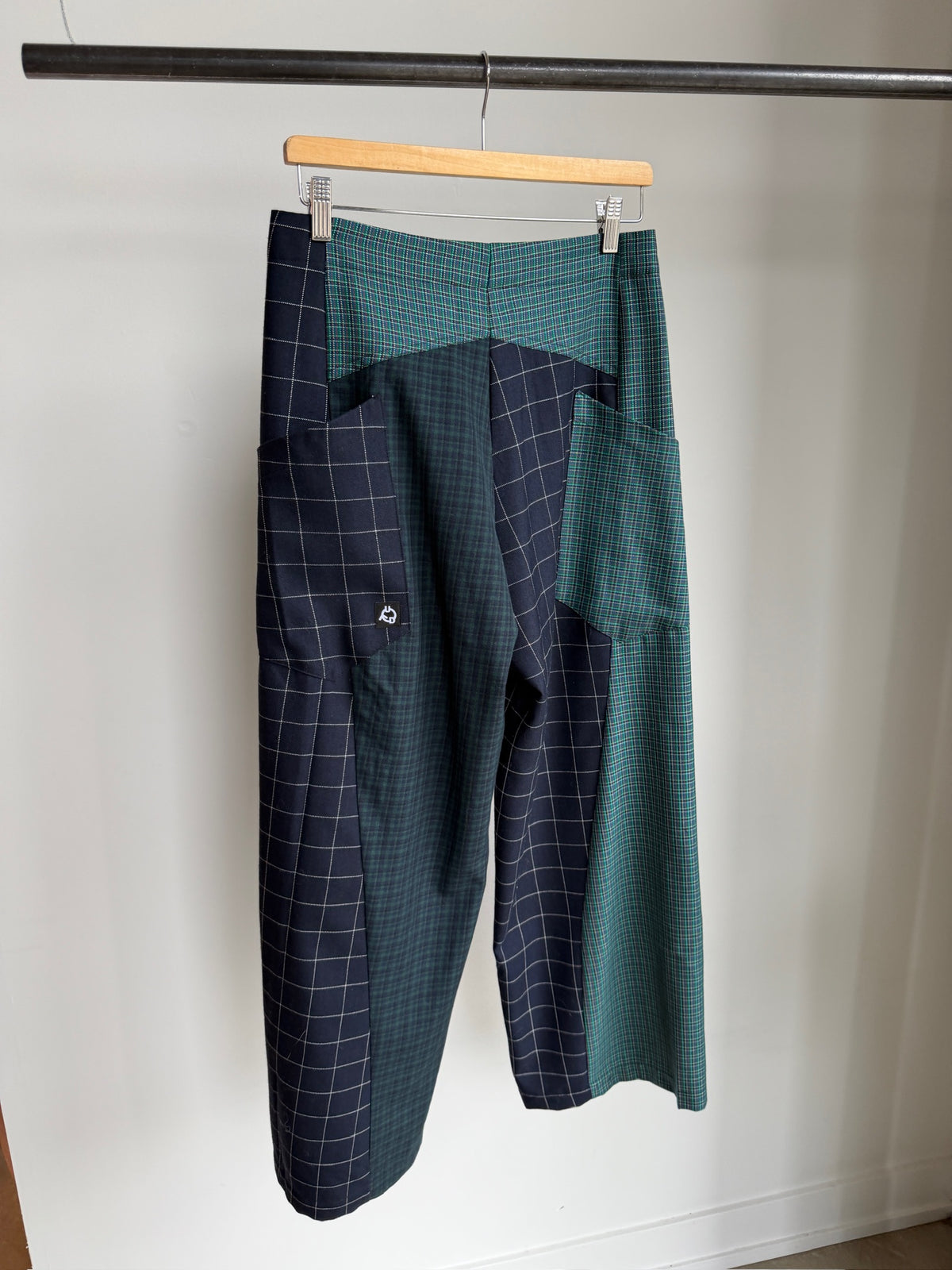 Baggy Pant – Wool Plaid Suiting in Navy & Green