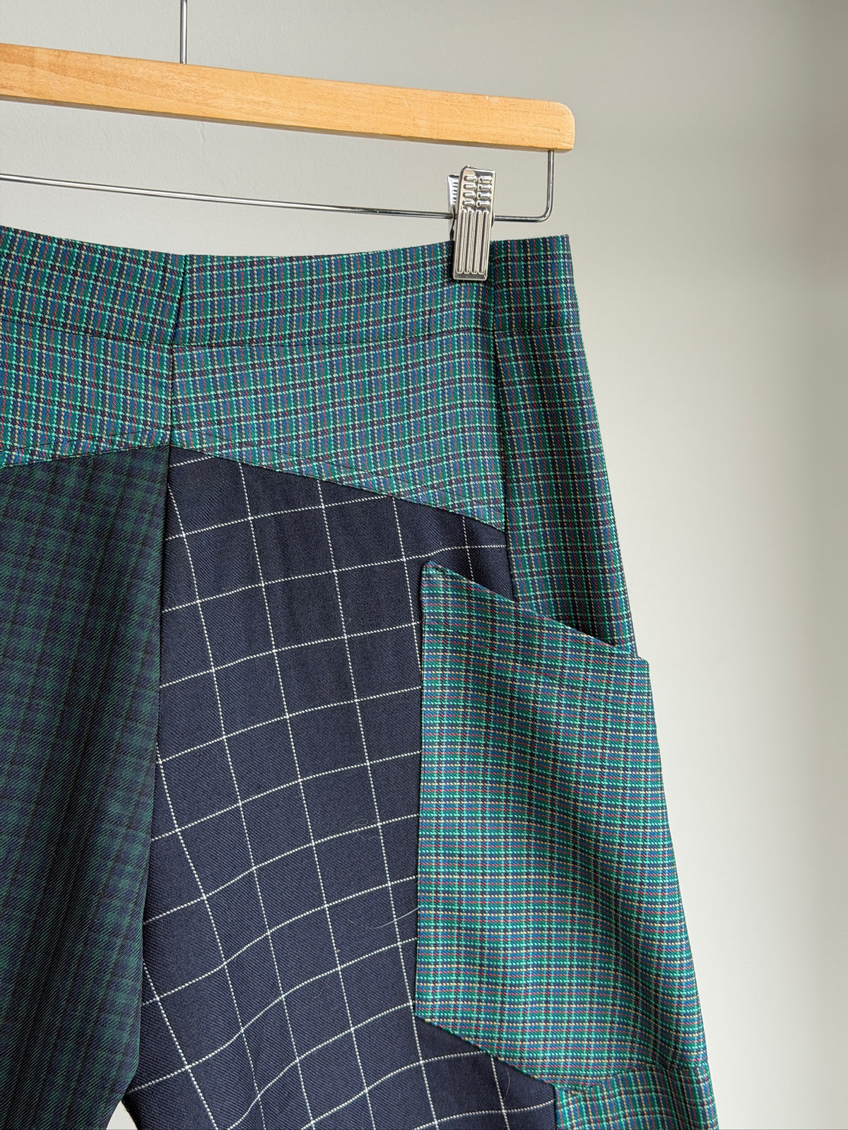 Baggy Pant – Wool Plaid Suiting in Navy & Green