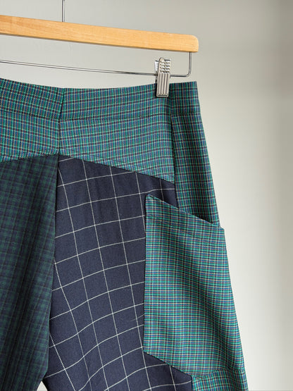 Baggy Pant – Wool Plaid Suiting in Navy & Green