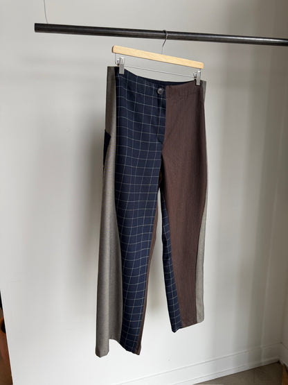 Baggy Pant – Wool Plaid Suiting in Navy, Grey & Brown