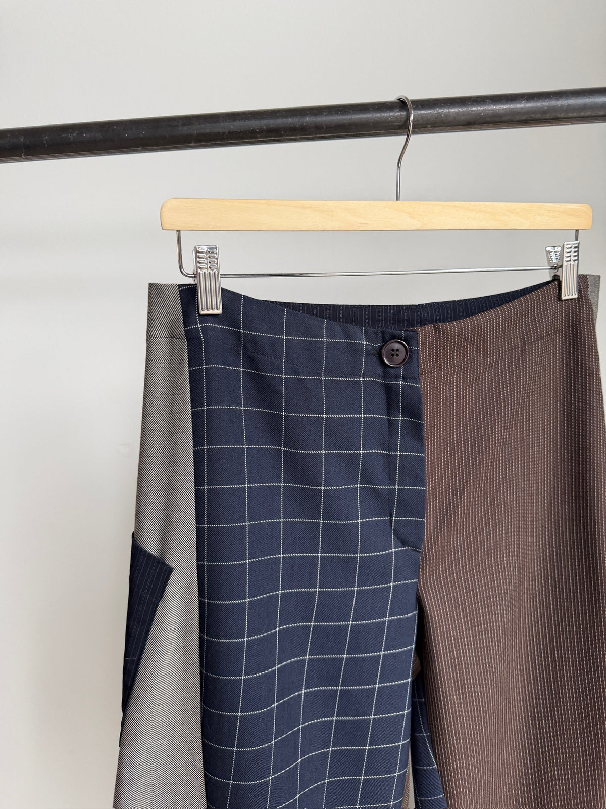 Baggy Pant – Wool Plaid Suiting in Navy, Grey & Brown