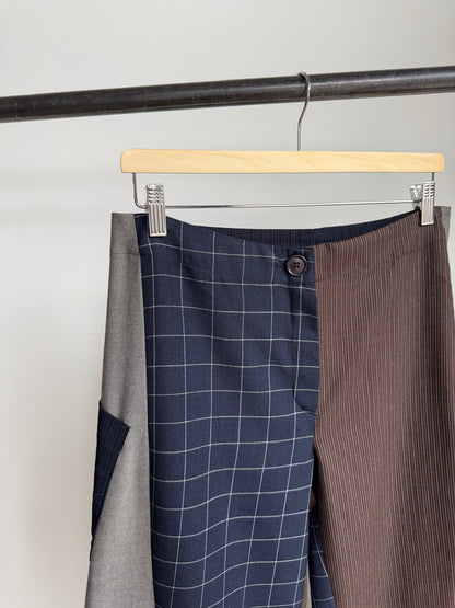 Baggy Pant – Wool Plaid Suiting in Navy, Grey & Brown