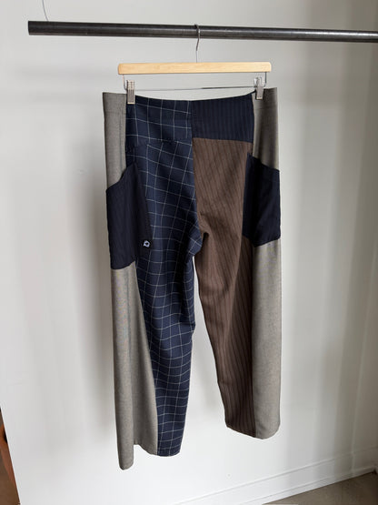 Baggy Pant – Wool Plaid Suiting in Navy, Grey & Brown