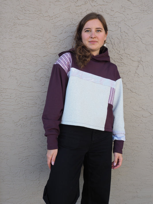 Purple Quilt Cropped Hoodie