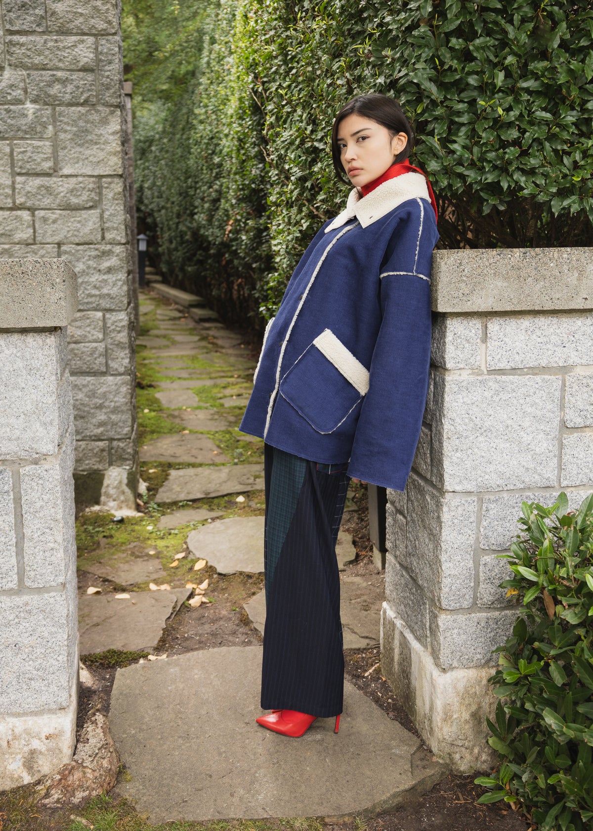 The Enclave Coat in Cobalt Blue Corduroy & Sherpa