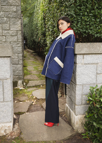 The Enclave Coat in Cobalt Blue Corduroy & Sherpa