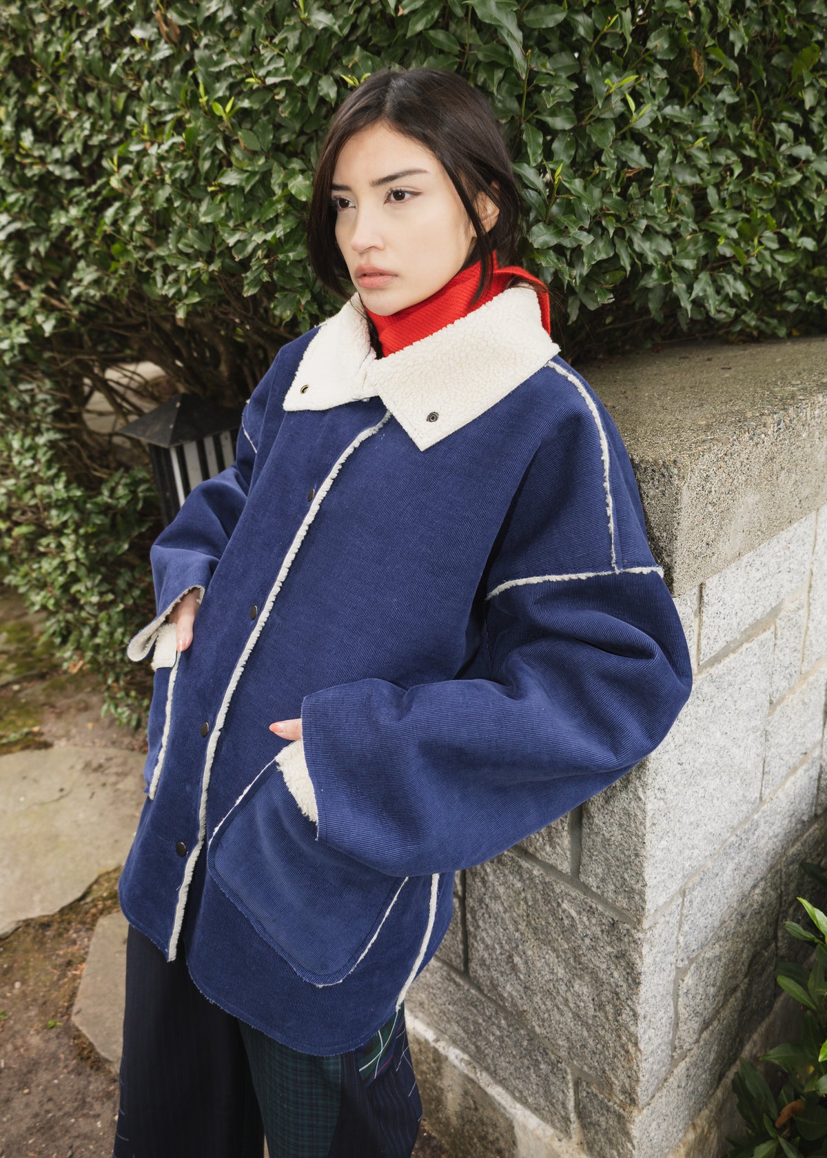 The Enclave Coat in Cobalt Blue Corduroy & Sherpa
