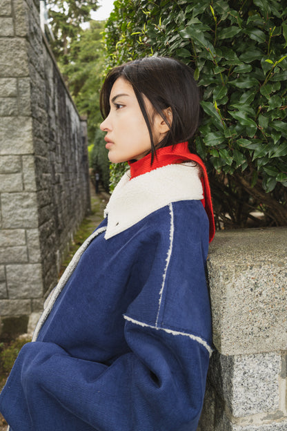 The Enclave Coat in Cobalt Blue Corduroy & Sherpa