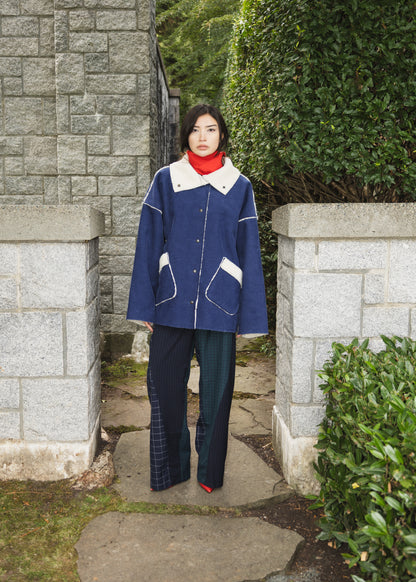 The Enclave Coat in Cobalt Blue Corduroy & Sherpa