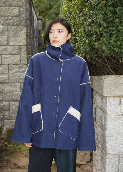 The Enclave Coat in Cobalt Blue Corduroy & Sherpa