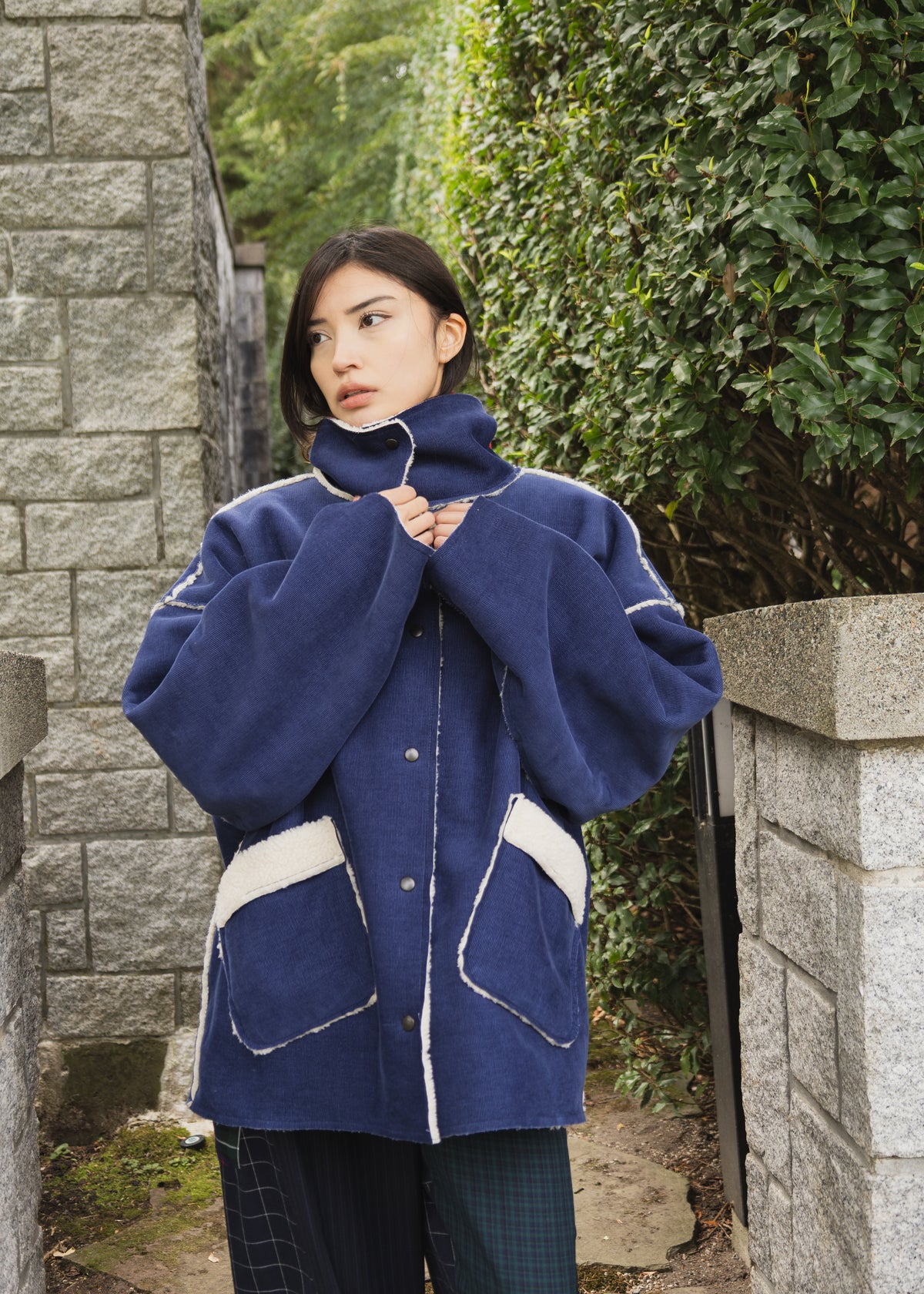The Enclave Coat in Cobalt Blue Corduroy & Sherpa