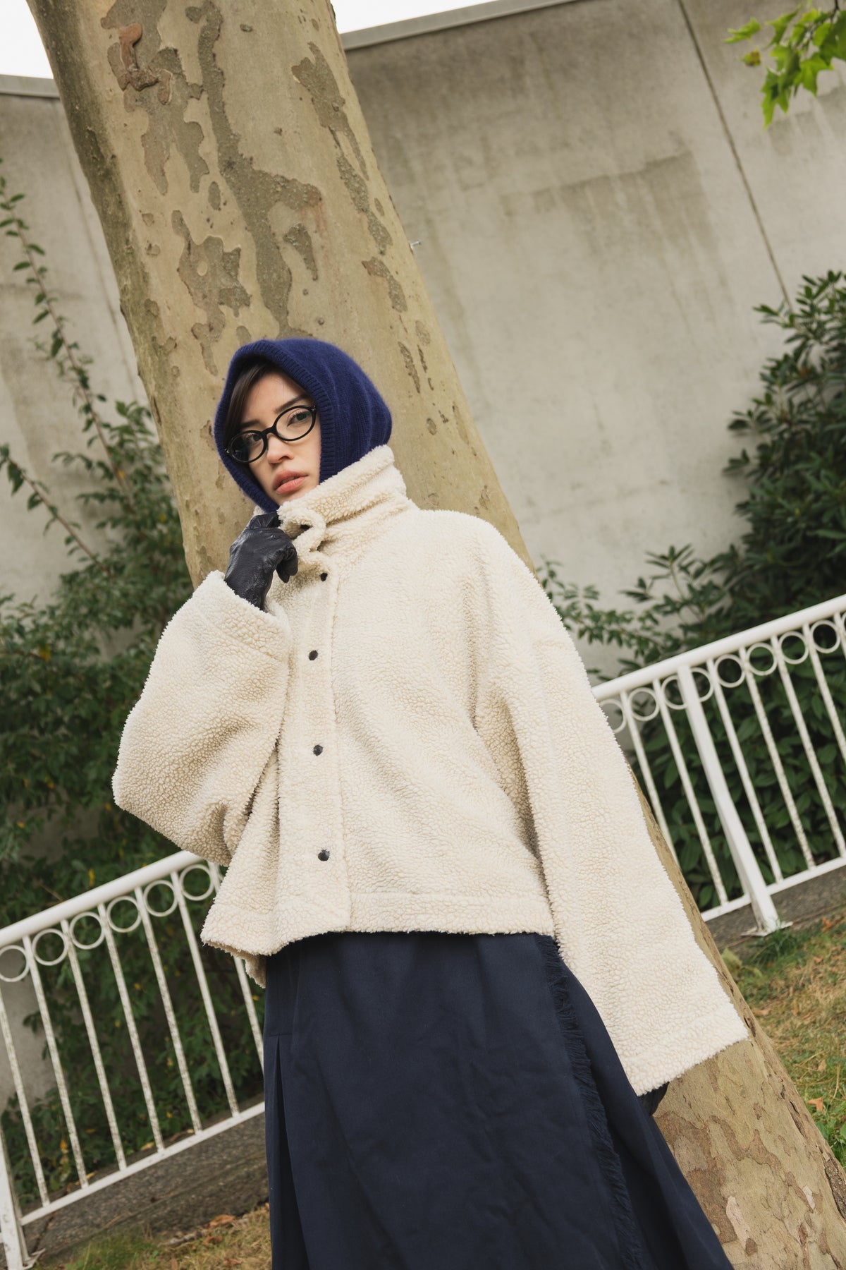 The Cropped Enclave Coat in Sherpa