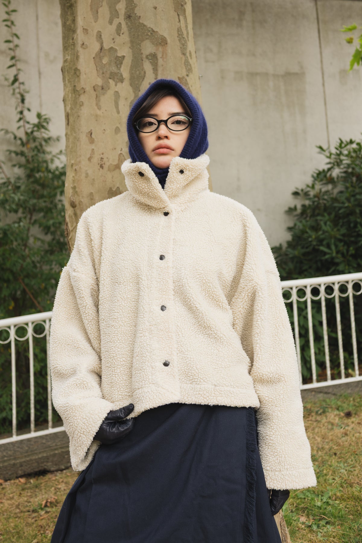 The Cropped Enclave Coat in Sherpa