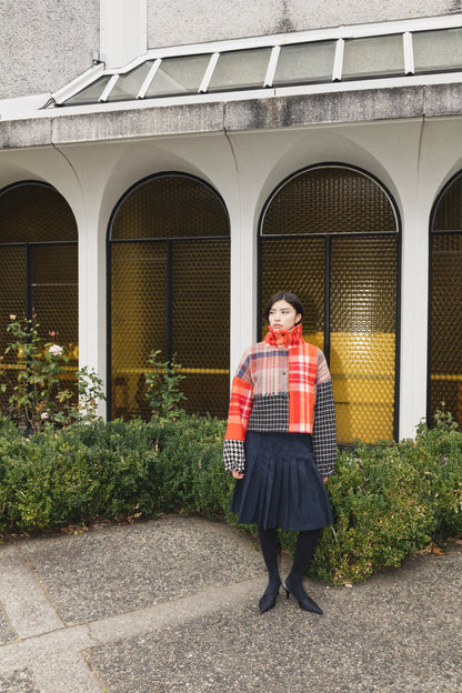The Cropped Enclave Coat in Patchwork Wool