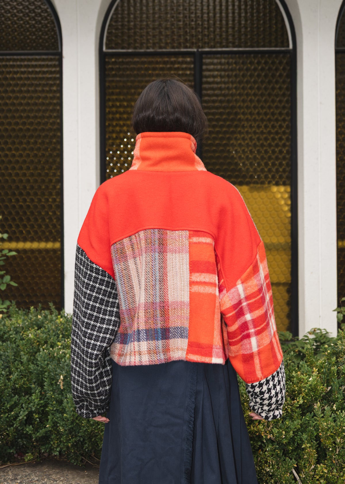 The Cropped Enclave Coat in Patchwork Wool