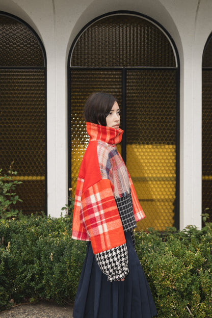 The Cropped Enclave Coat in Patchwork Wool