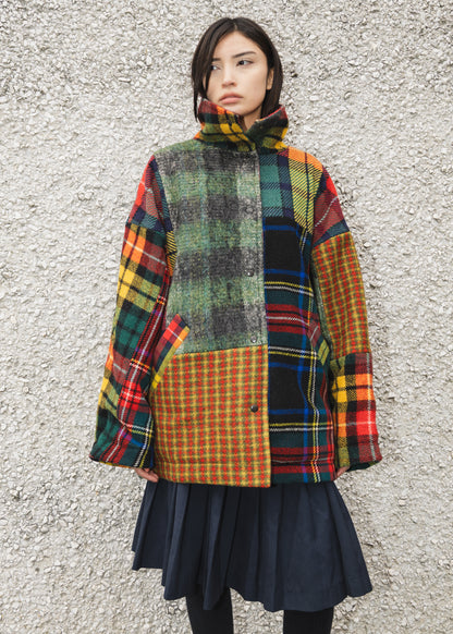 The Enclave Coat in Patchwork Wool Mixed Plaid