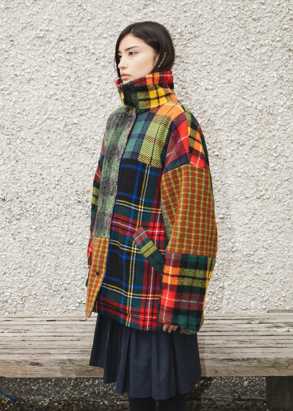 The Enclave Coat in Patchwork Wool Mixed Plaid