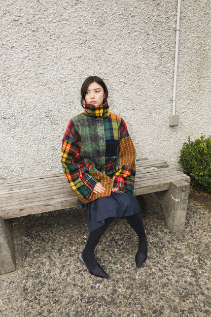 The Enclave Coat in Patchwork Wool Mixed Plaid