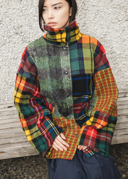 The Enclave Coat in Patchwork Wool Mixed Plaid