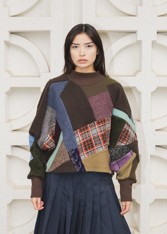 The Canopy Sweater in Scrapwork Mixed Wool Earthy Tones